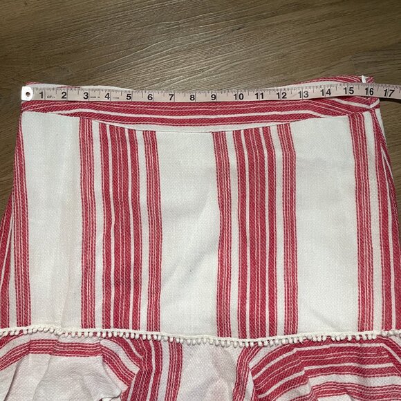 Anthropologie Pixie Tiered Maxi Skirt by De Novo size 12 L red white stripe midi - Picture 7 of 9
